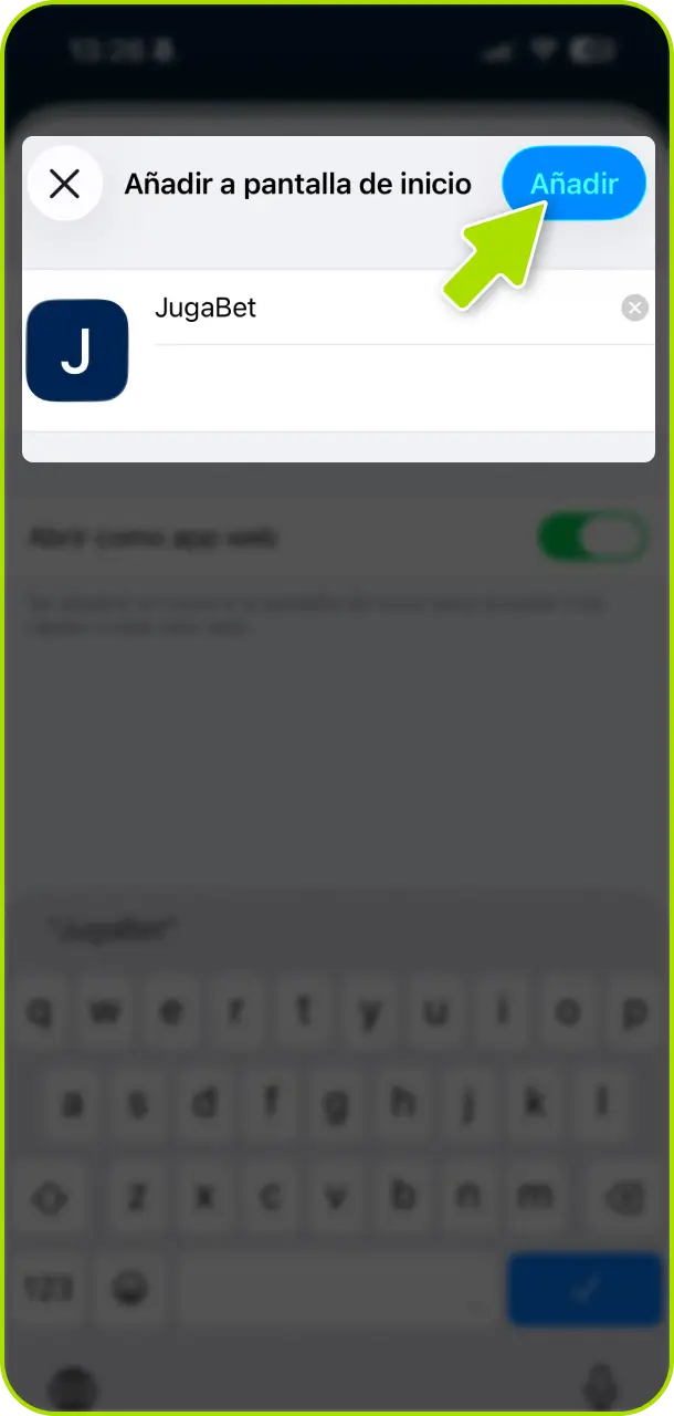 Confirmá la instalación de la PWA para tener el acceso directo de Jugabet Argentina en tu iPhone.