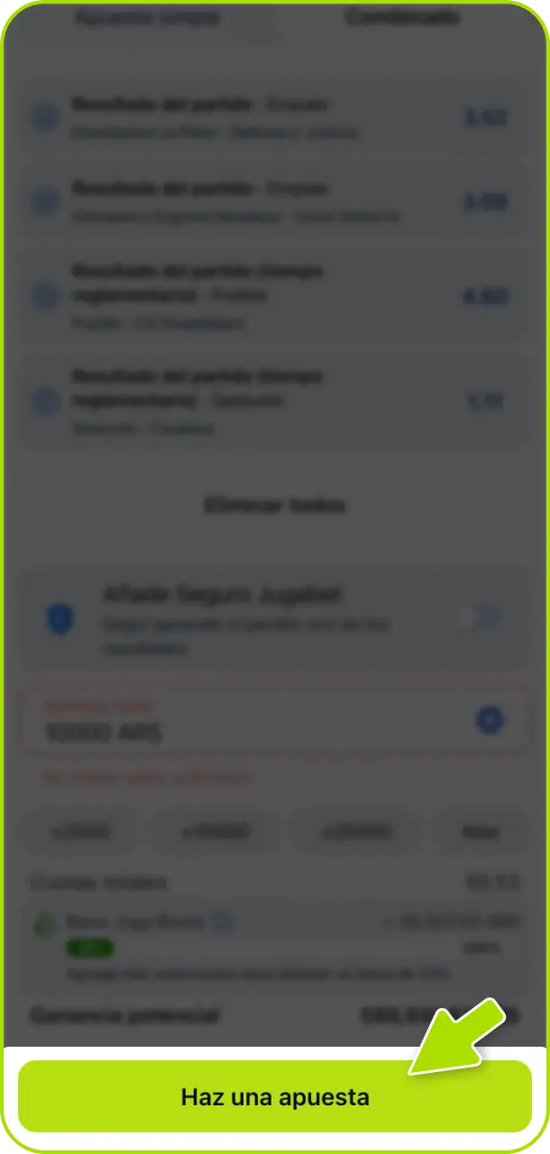 Confirmá la apuesta y seguí el desarrollo del evento en Jugabet Argentina.