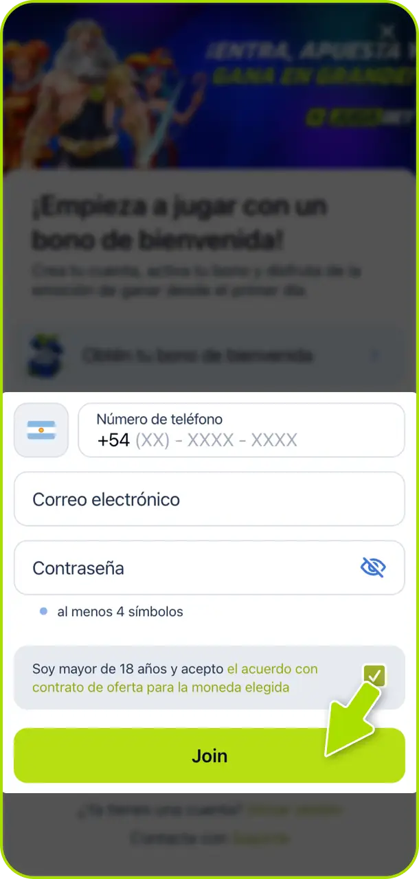 Registrate y realizá un depósito para contar con saldo en tu cuenta de Jugabet Argentina.