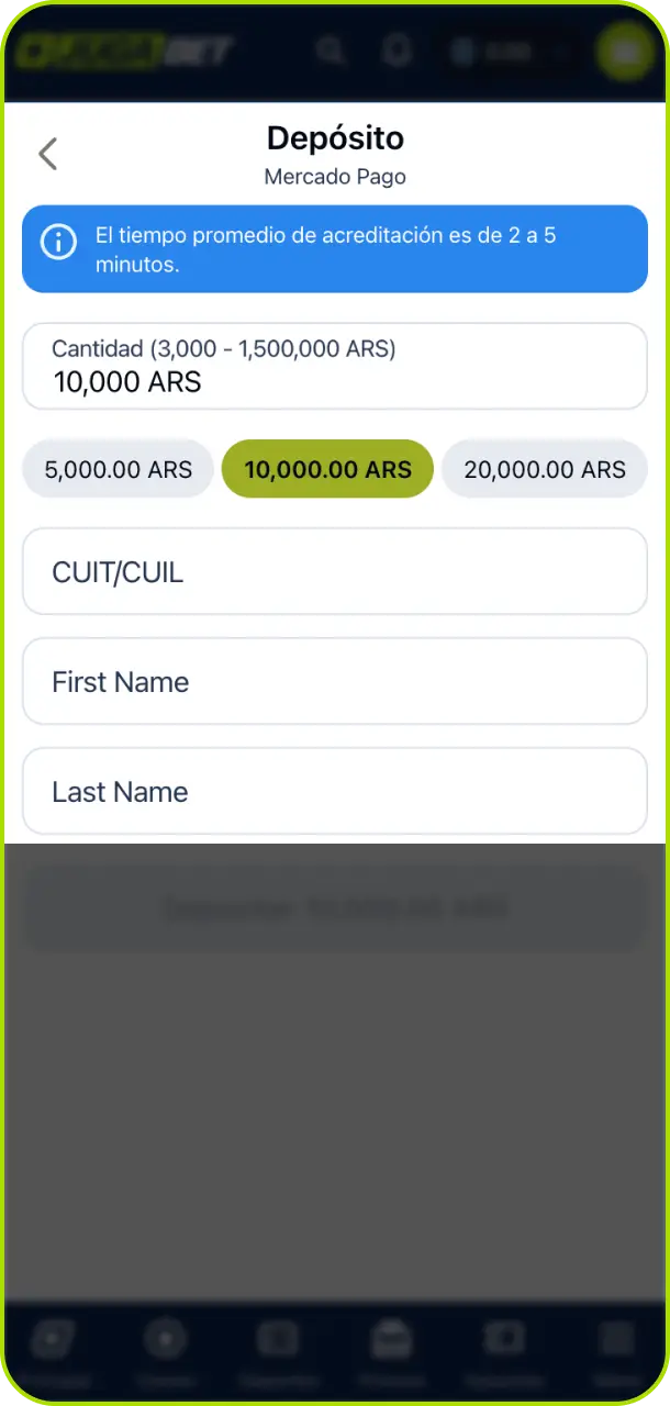 Realizá un depósito seguro para acreditar saldo en tu cuenta de Jugabet Argentina.