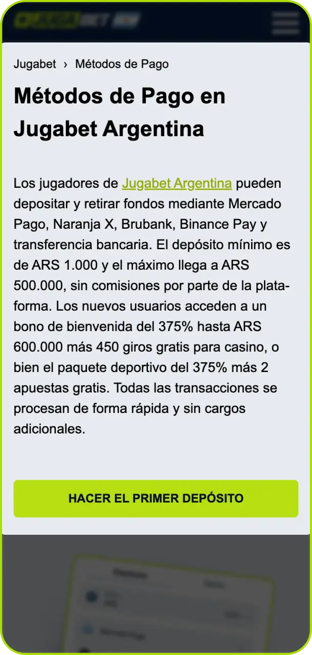 Ingresá a tu cuenta de Jugabet Argentina desde esta página para iniciar el proceso.