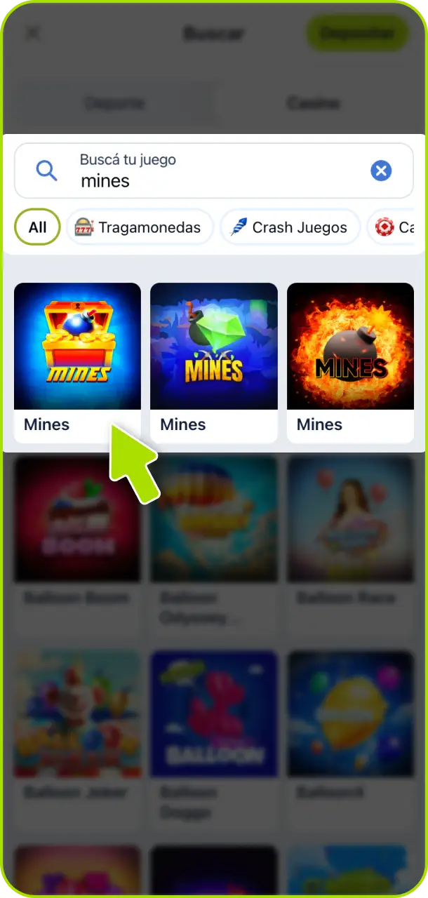 Encontrá el juego Mines en la sección de casino de Jugabet Argentina y empezá a jugar.