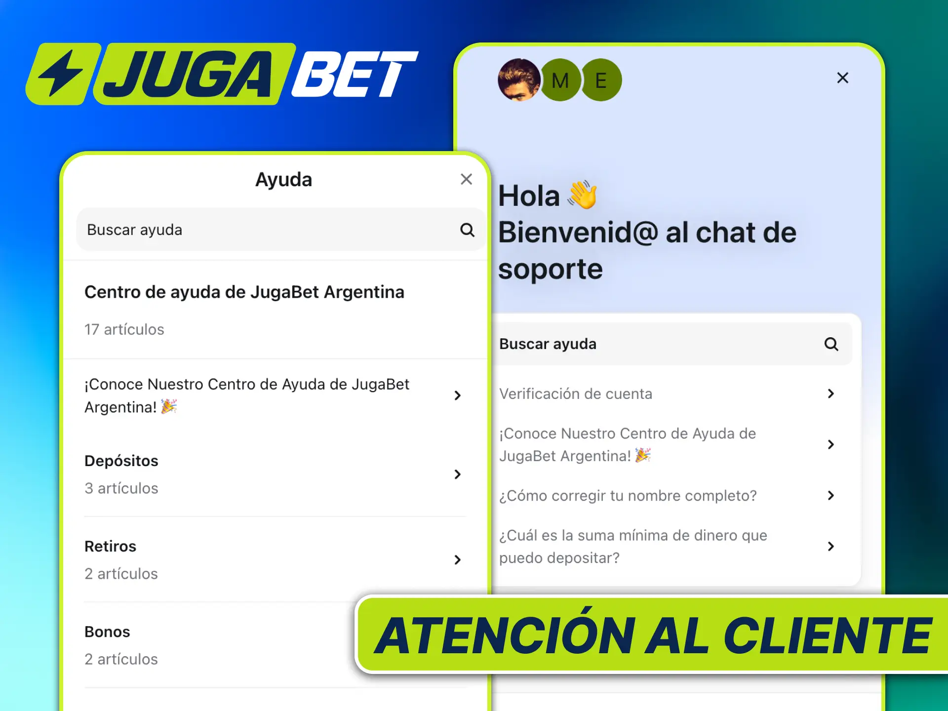 Contacta con los canales de atención al cliente en Jugabet Argentina para resolver cualquier duda al instante.