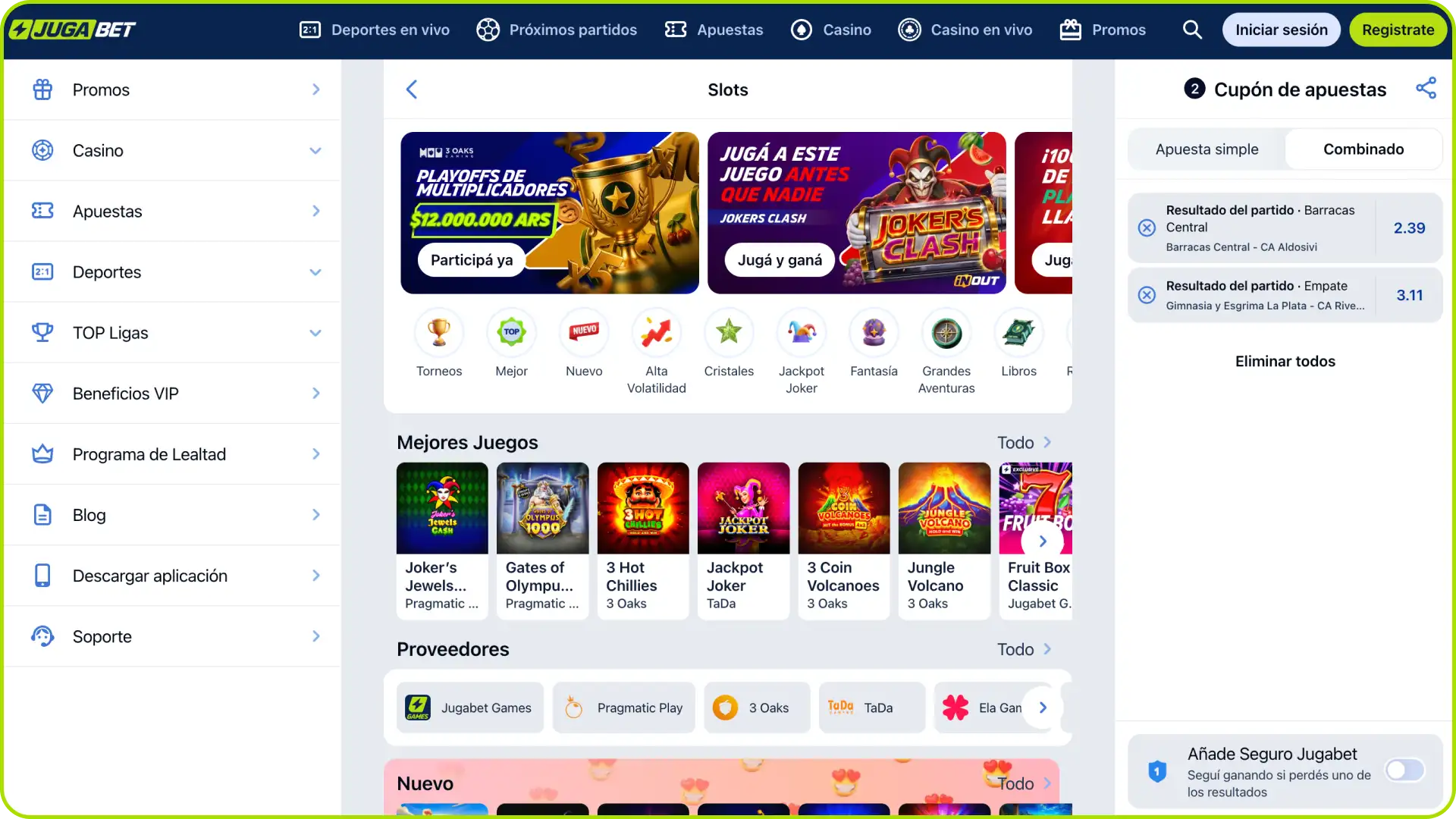 Descubre la interfaz de slots en Jugabet Argentina y diviértete con los mejores tragamonedas.