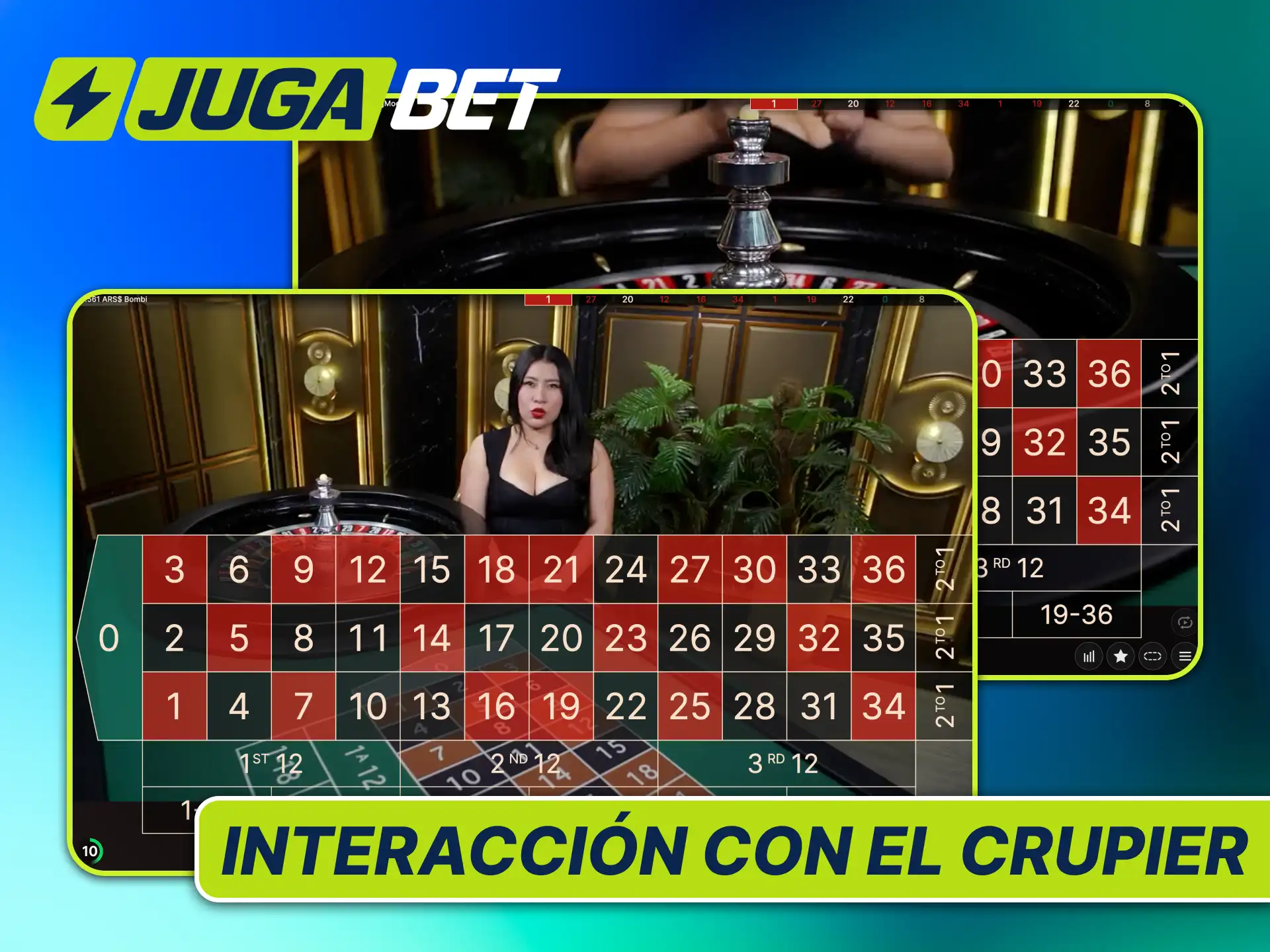 Disfrutá de una experiencia interactiva en tiempo real conversando con el crupier en vivo en la ruleta de Jugabet Argentina.